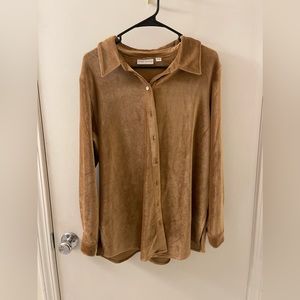 Susan Graver Corduroy Knit Button Down Shirt